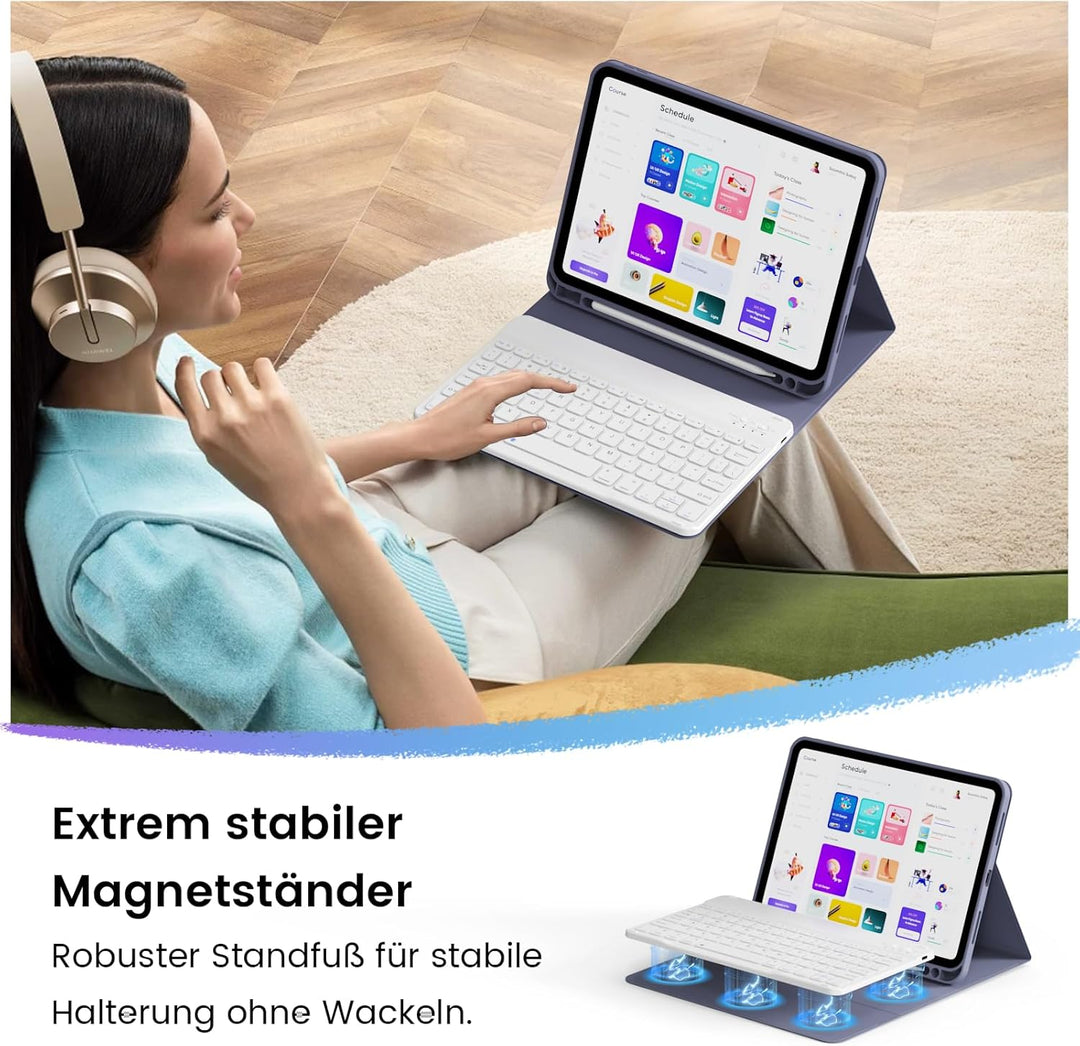 Hülle mit Tastatur für iPad Air 11 Zoll 2025 2024 (M3/M2), iPad Air 5 4 2022/2020 10,9 Zoll, Soft TP