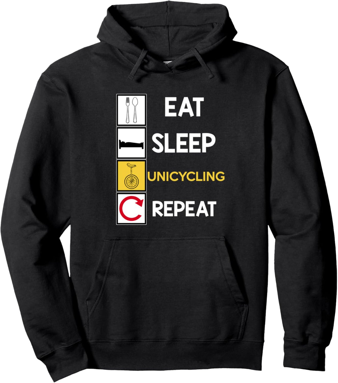 Eat Sleep Unicycle Repreat Einrad Retro Hobby Pullover Hoodie