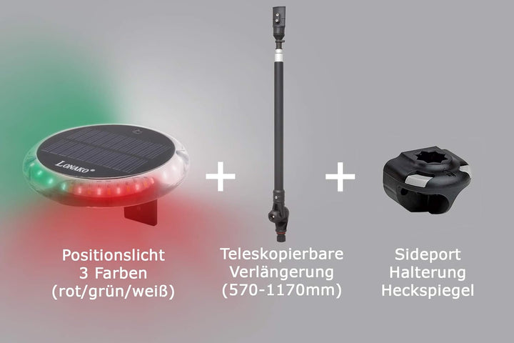 Railblaza Set: Positionslicht + Teleskopverlängerung(570-1170mm) + Sideport, LED 3 Farben