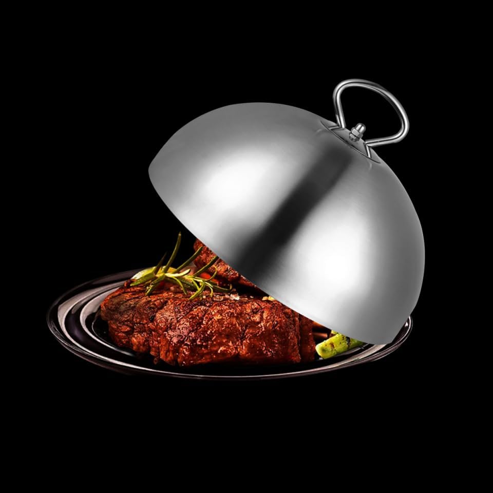HEMOTON Edelstahl Speiseglocke Tellerglocke Teppanyaki Deckel Steak Abdeckhaube Burgerhaube Schmelzk