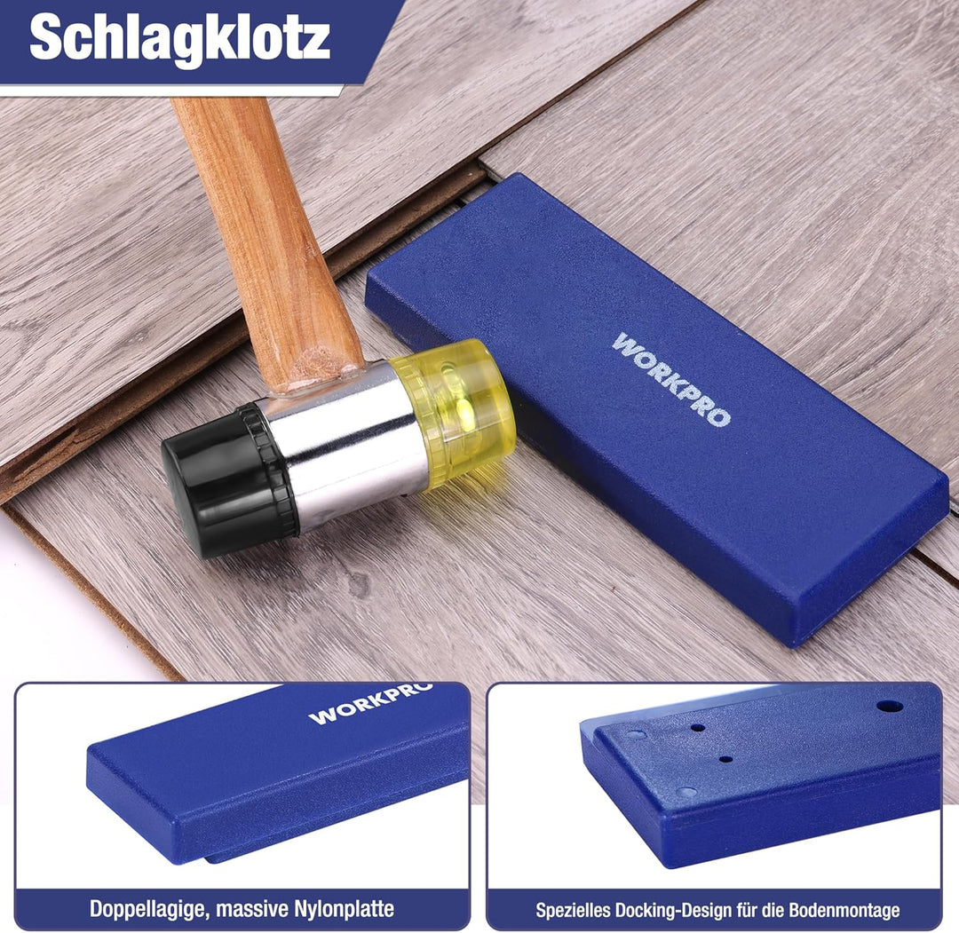 WORKPRO Laminat Verlegeset, Werkzeug zum Verlegen von Laminat mit 30 Abstandshalter, doppelseitigem