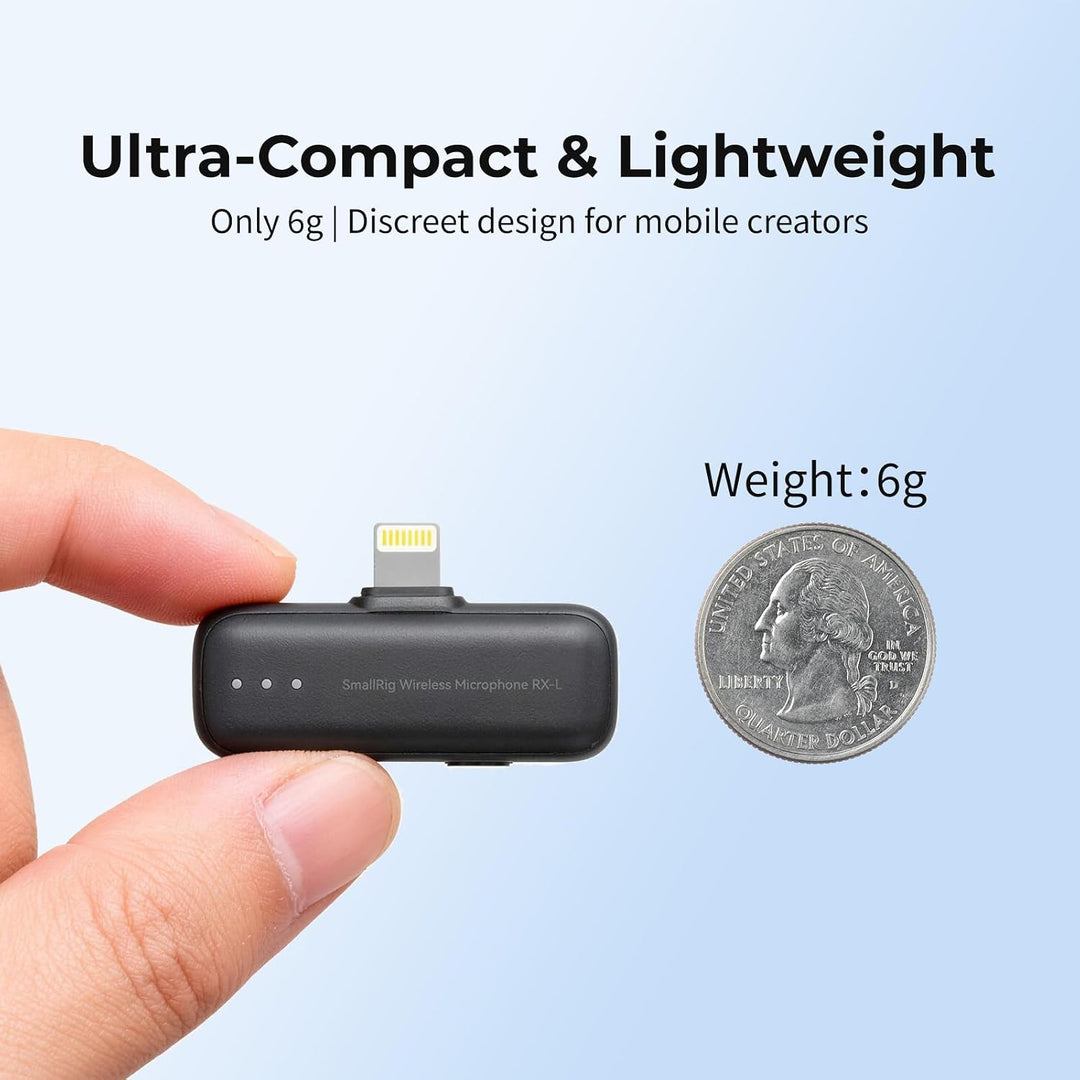 SMALLRIG S70 Mikrofon Lightning Funkempfänger S70RX-L für iPhone/für iPad, Professionell Abgestimmt