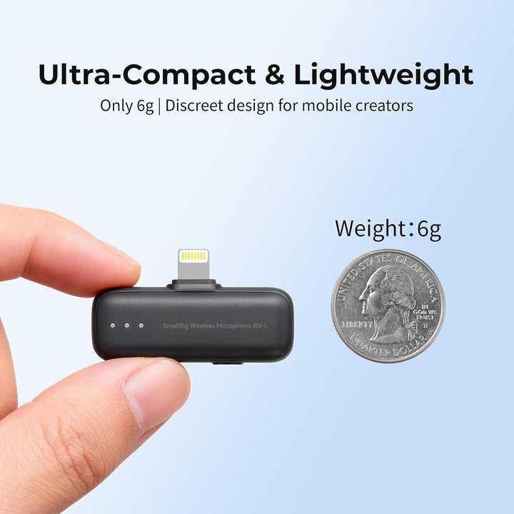 SMALLRIG S70 Mikrofon Lightning Funkempfänger S70RX-L für iPhone/für iPad, Professionell Abgestimmt