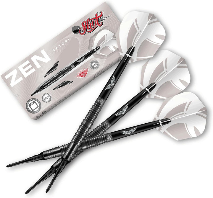 Shot! Darts Zen Satori 90% Tungsten Pro Wurfpfeil-Set mit weicher Spitze, Professionell - Hergestell