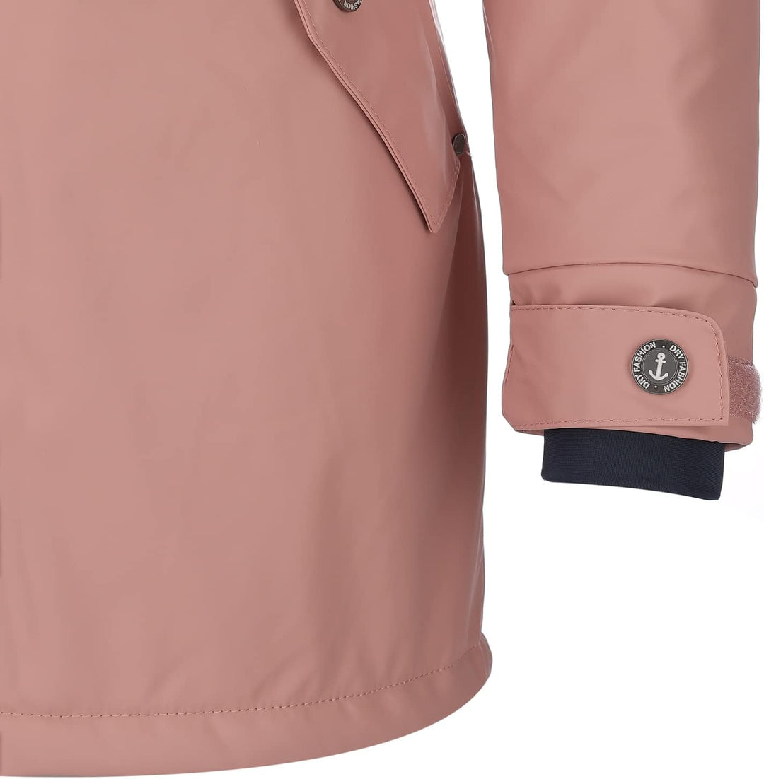 Dry Fashion Damen Regenmantel Malmö - Frauen Regenjacke Jacke mit Kapuze Lang Winddicht Wasserdicht