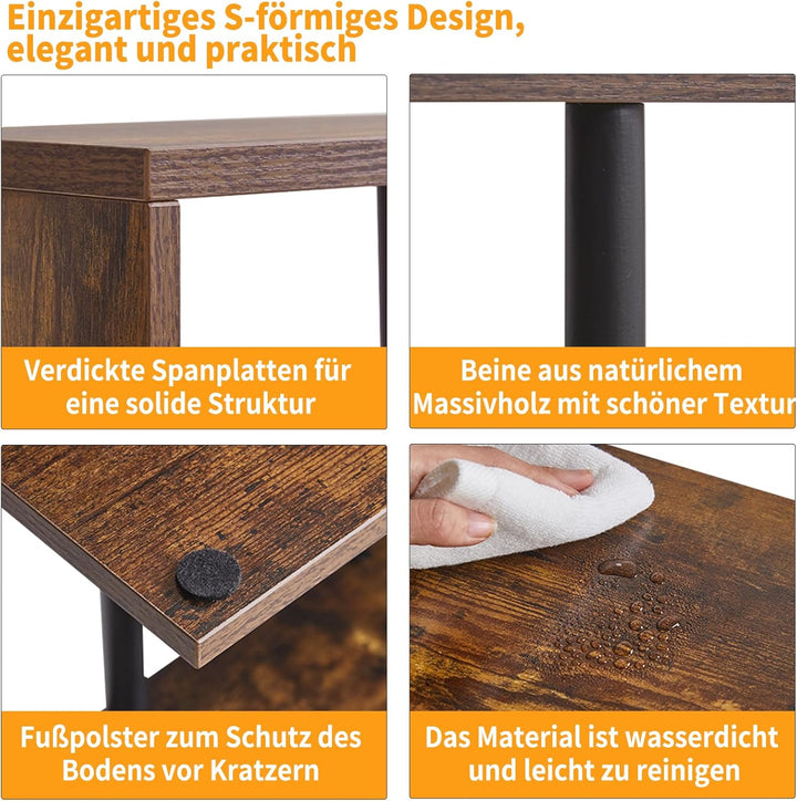 Beistelltisch, S schmaler Beistelltisch, Mid-Century Modern Nachttisch mit offenem Ablagefach, Sofat
