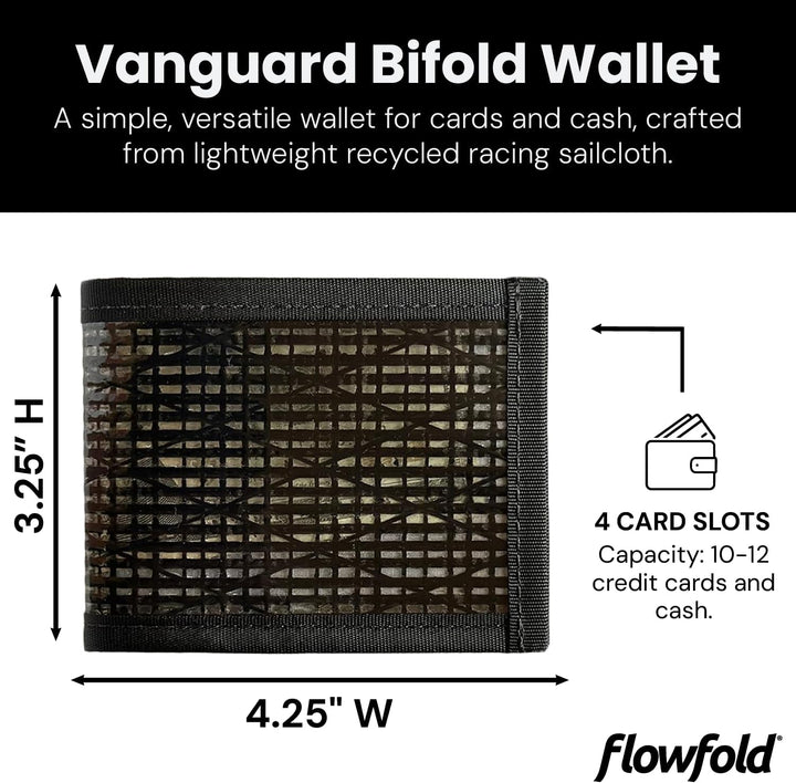 Flowfold Recycelte Segeltuch-Geldbörsen – Vanguard Bifold Wallet, Fronttasche, schlanke, minimalisti