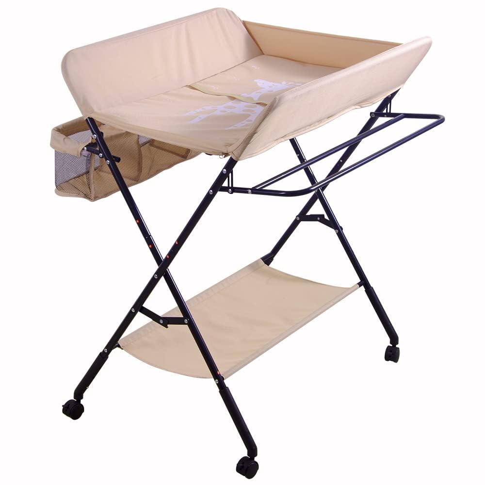 Belfoye - Mesa cambiador plegable y portátil, carga máxima de 25 kg para nuevos, ajustable en altura