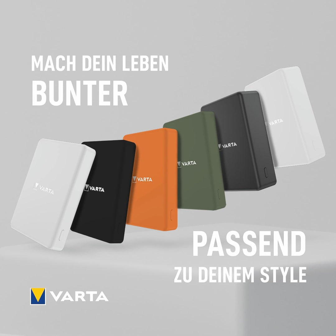 VARTA Power Bank 10000 mAh, magnetische, kabellose Powerbank, Mag Pro, Ladegerät mit USB Typ C, komp