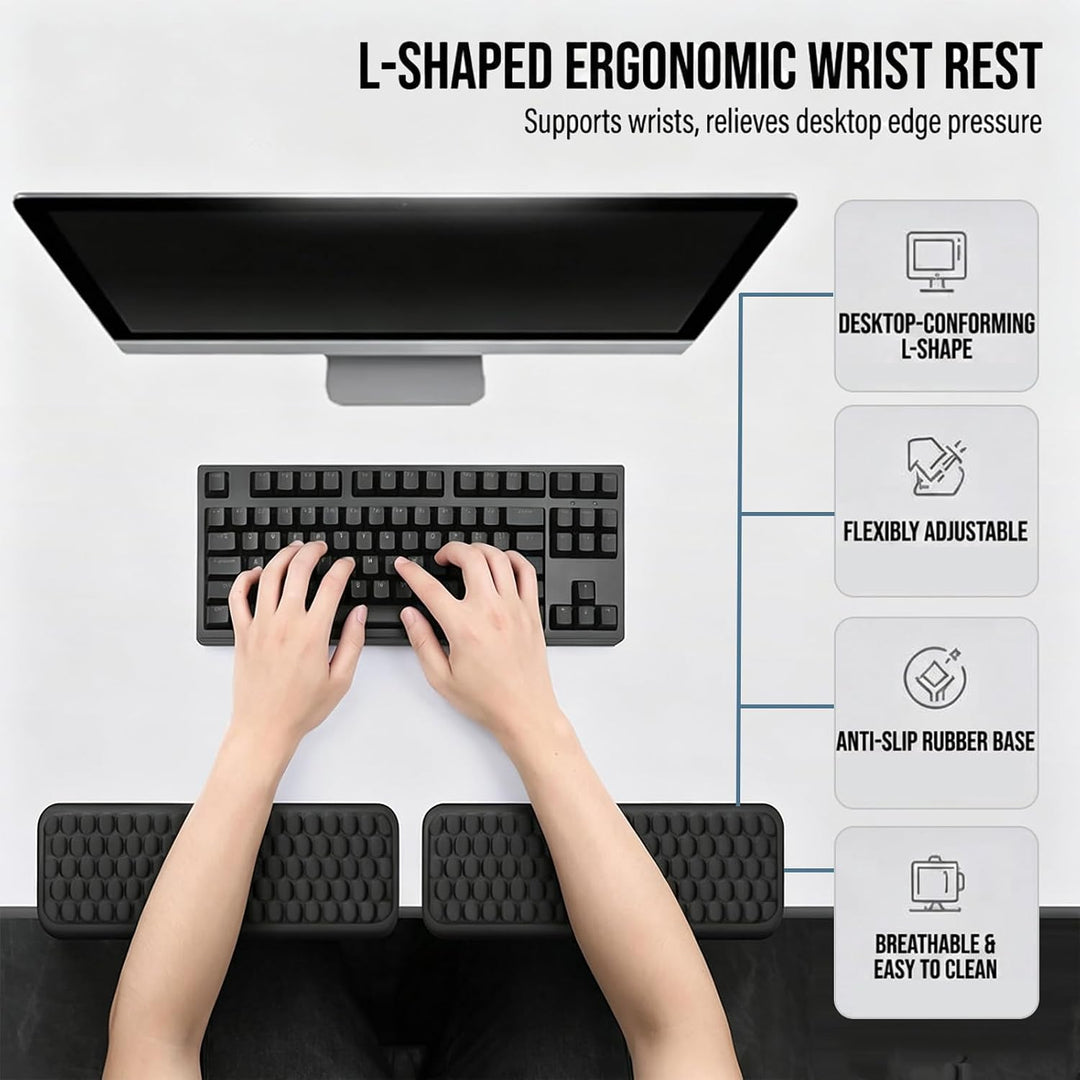 Armauflage Schreibtisch L-Form Memory-Schaum Handgelenkauflage, Tastatur Armauflage – ergonomisch, a