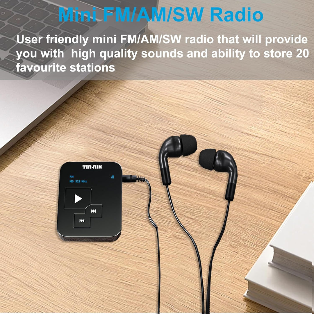 Tin-Nik AM FM UKW Mini-Radio: Gewicht 27 Gramm, Uhrgrösse, Wiederaufladbares USB, Persönliches Tasch