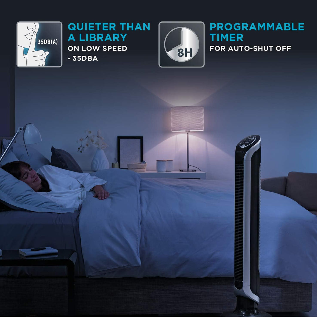 Rowenta Eole Infinite VU6670F0 Digitaler Turmventilator, schwarz/silber Turmventilator Einzeln, Turm