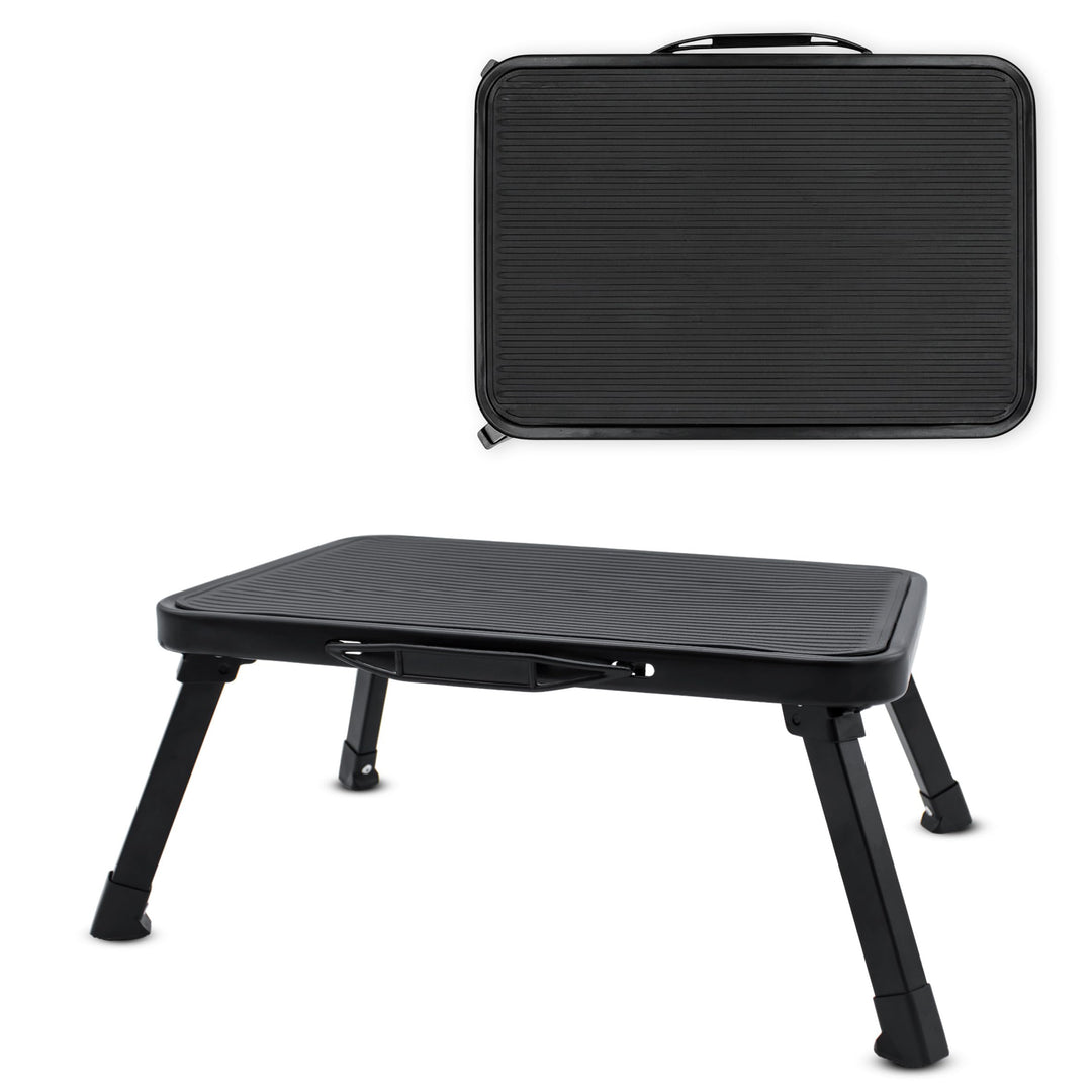 Klapptritt mit Tragegriff aus Stahl schwarz bis 150 kg - 38 x 26,5 cm - Antirutsch Badezimmer Tritth