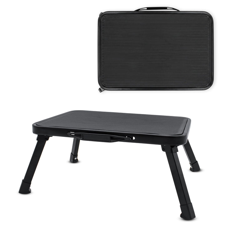 Klapptritt mit Tragegriff aus Stahl schwarz bis 150 kg - 38 x 26,5 cm - Antirutsch Badezimmer Tritth