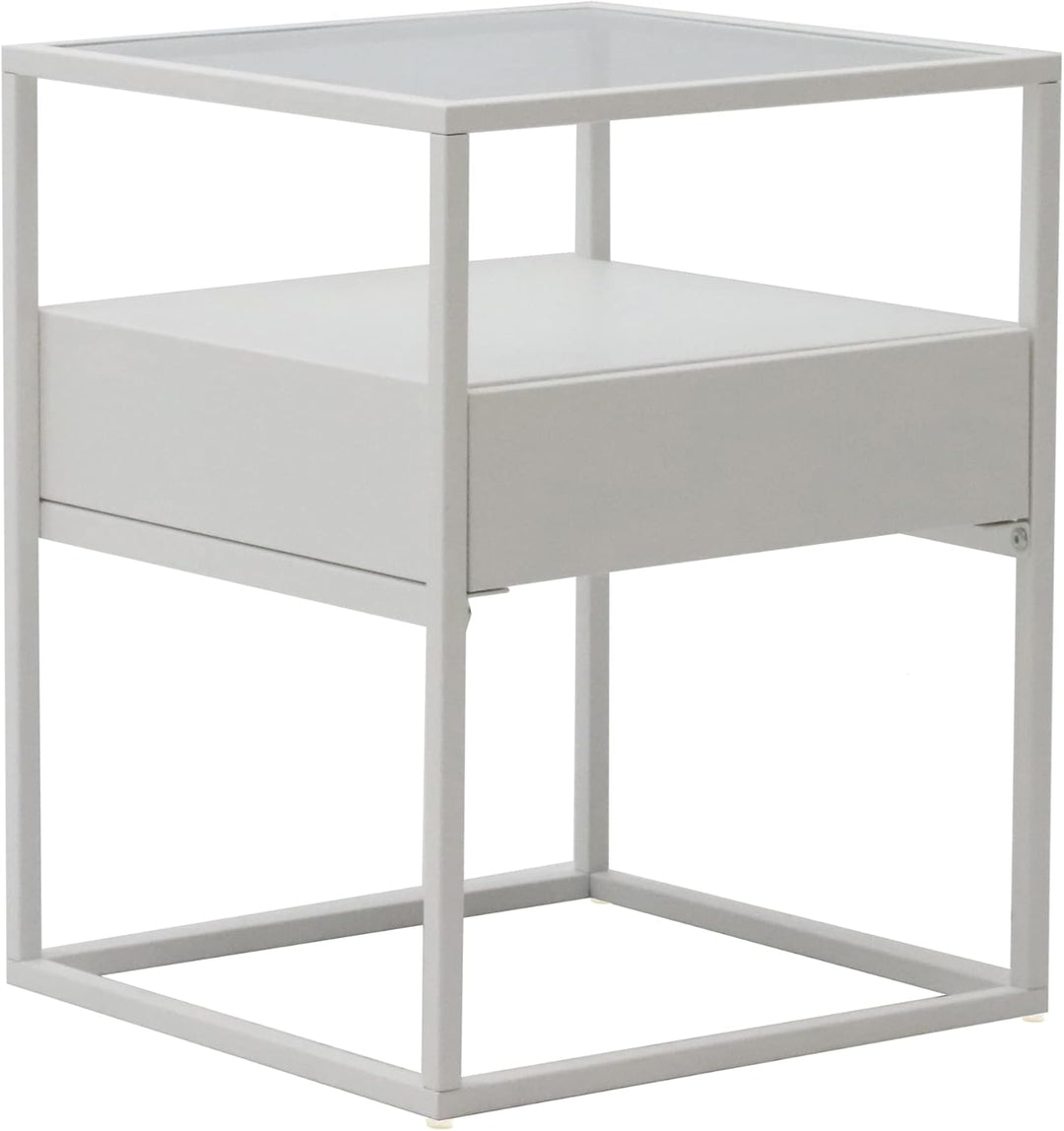 [en.casa] Beistelltisch Vissenbjerg Nachttisch mit 1 Schublade Wohnzimmertisch 51 x 40 x 40 cm Sofat