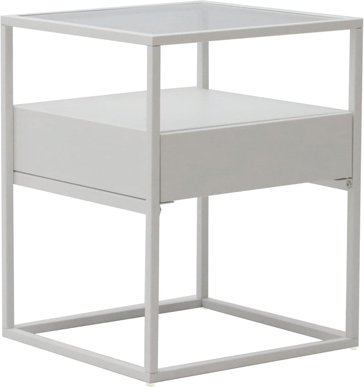 [en.casa] Beistelltisch Vissenbjerg Nachttisch mit 1 Schublade Wohnzimmertisch 51 x 40 x 40 cm Sofat