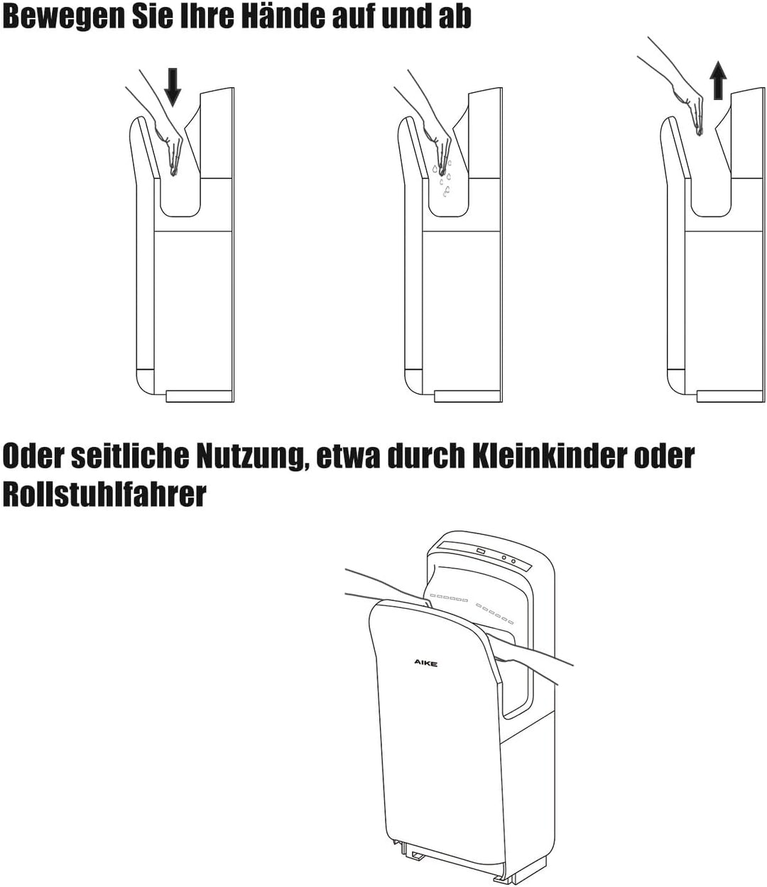 AIKE 2005H Händetrockner, Kommerzieller elektrischer Händetrockner, mit HEPA-Filter, Super Powerful,