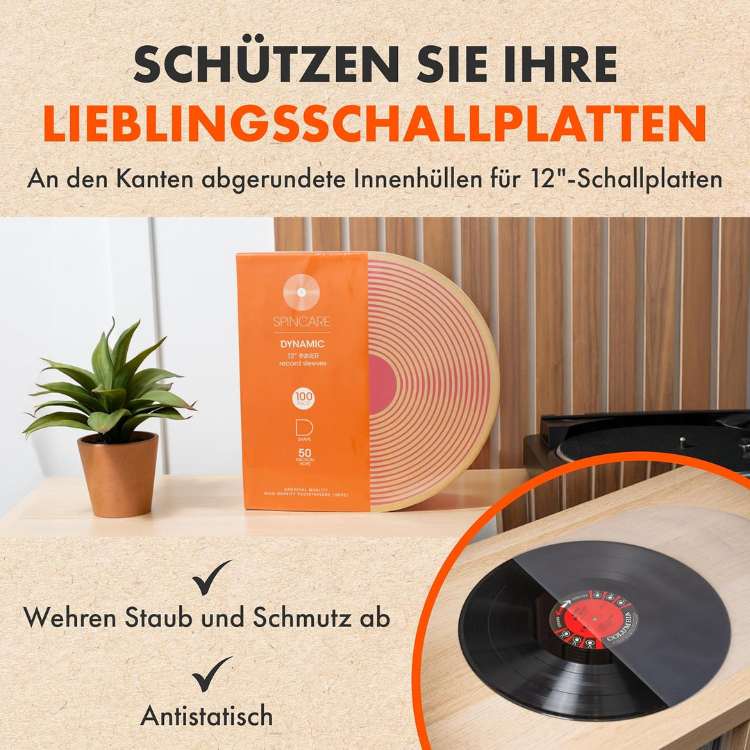 50x 12" Antistatische Innenhüllen Für LP Schallplatten | DYNAMIC 12 Zoll Abrundungen Vinyl Schutzhül