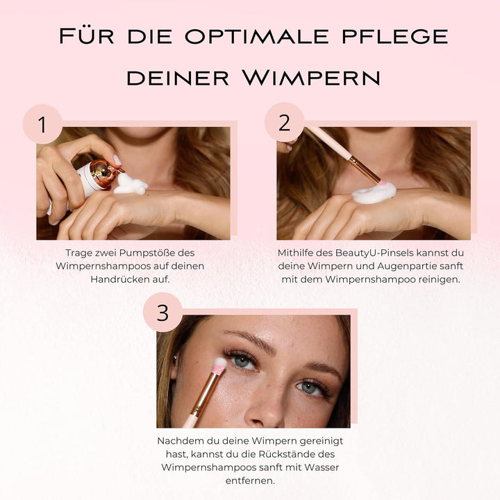 Eyelash Shampoo Sensitive mit Reinigungsbürste I Wimpernshampoo mit Allantoin & Pro-Vitamin B I Entf