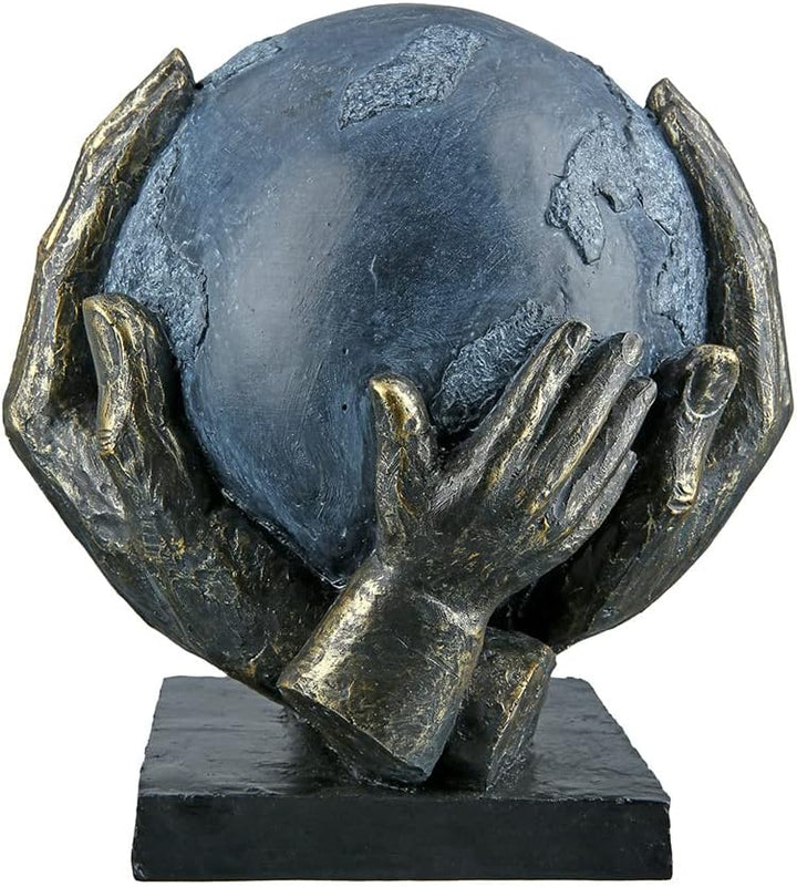 Casablanca modernes Design GILDE Deko Skulptur Figur Save The World - Weltkugel in Händen - Höhe 19