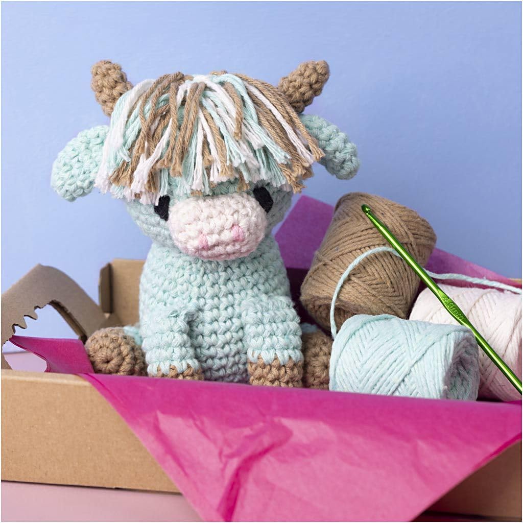 Creativ Company Amigurumi DIY Häkelset Kuh - Beige, Mint Kuh - Beige, Mint - Höhe: 20cm, Kuh - Beige