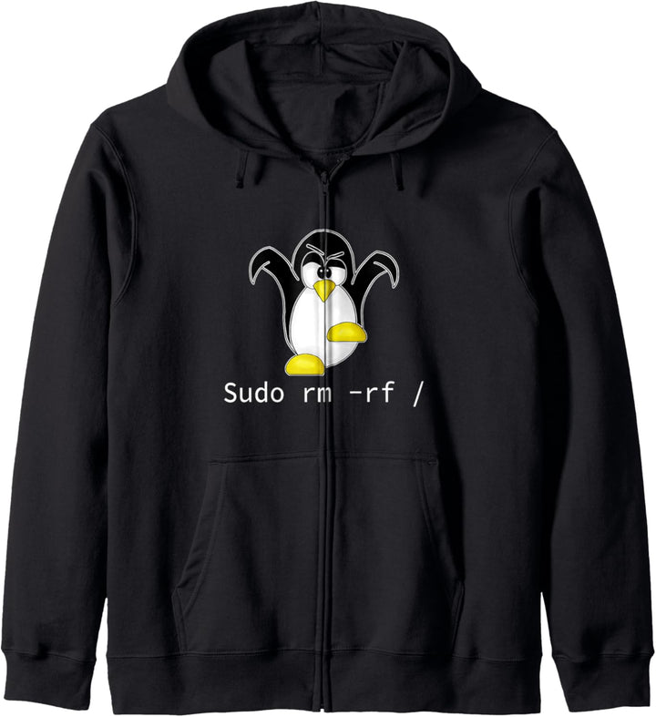 Tux Linux Pinguin Sudo Rm Rf Computerfreak Hacker Kapuzenjacke