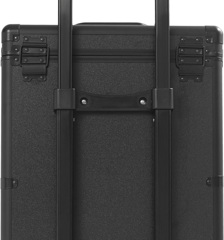 OUKANING Professioneller Schminkkoffer Trolley mit Schloss, 3 Schubladen und Teleskopgriff, Stossfes