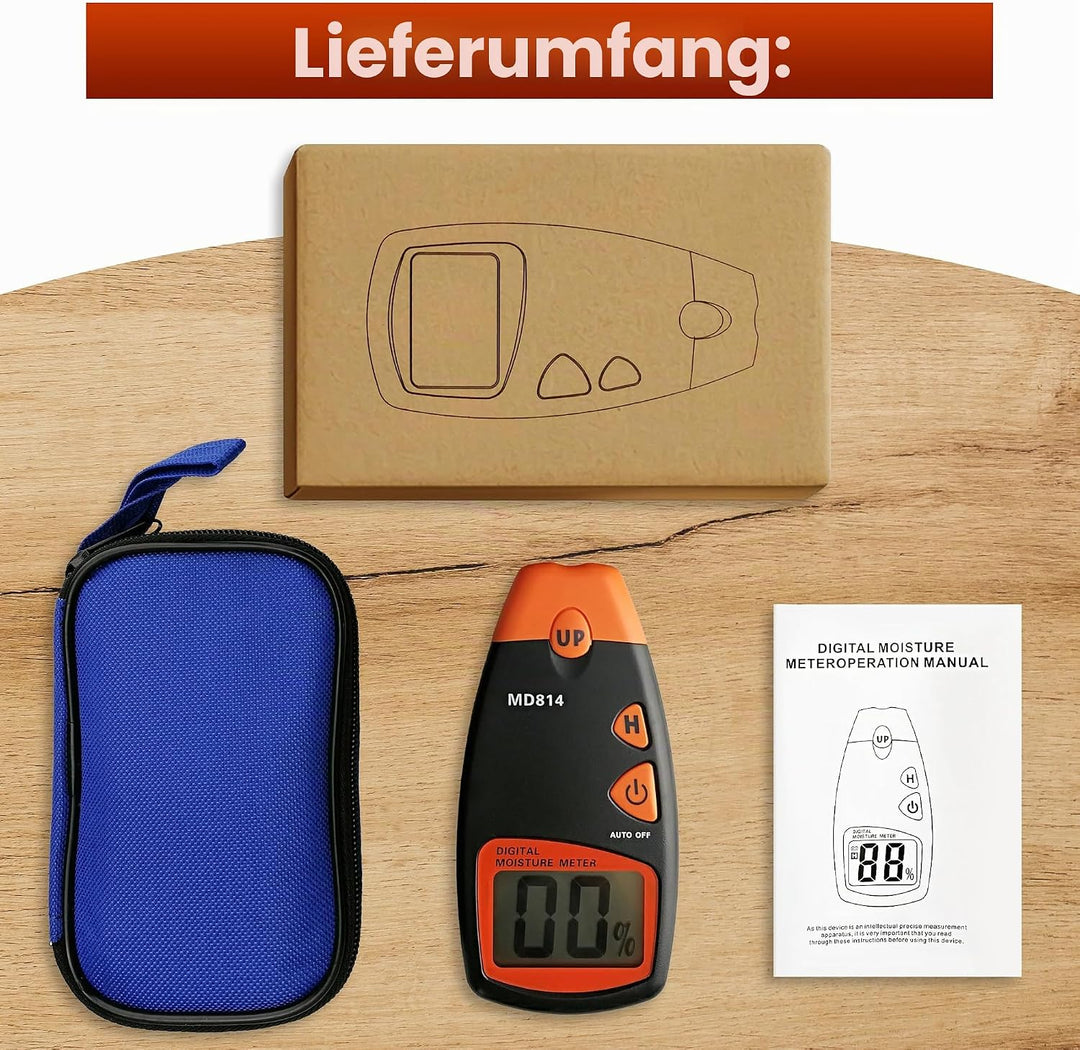 AMTAST Feuchtigkeitsmessgerät 4 Pins Holzfeuchtemessgerät, Digital Feuchtigkeitsmesser für Holz Bren