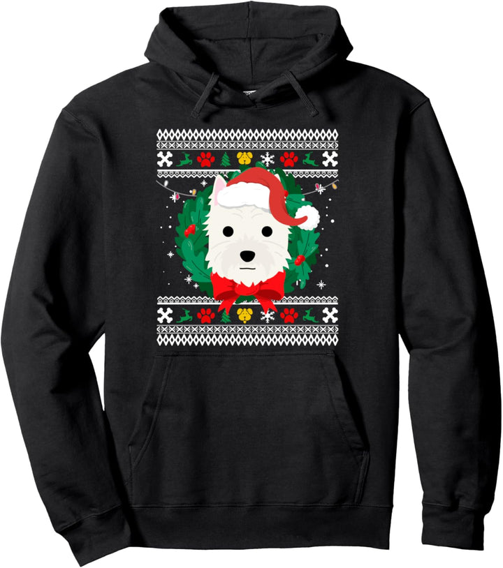 West Highland White Terrier Westie Ugly Christmas Sweater Pullover Hoodie