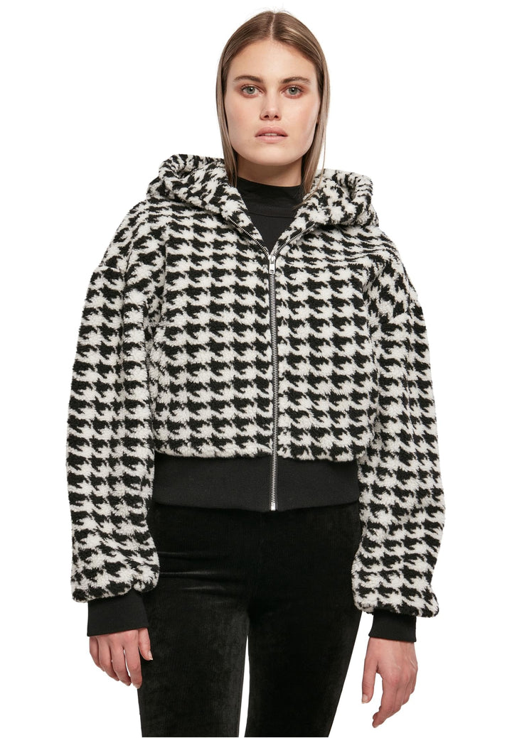 Urban Classics Ladies Short Oversized AOP Sherpa Jacket, stylische Frauen Jacke im Oversize Fit, erh