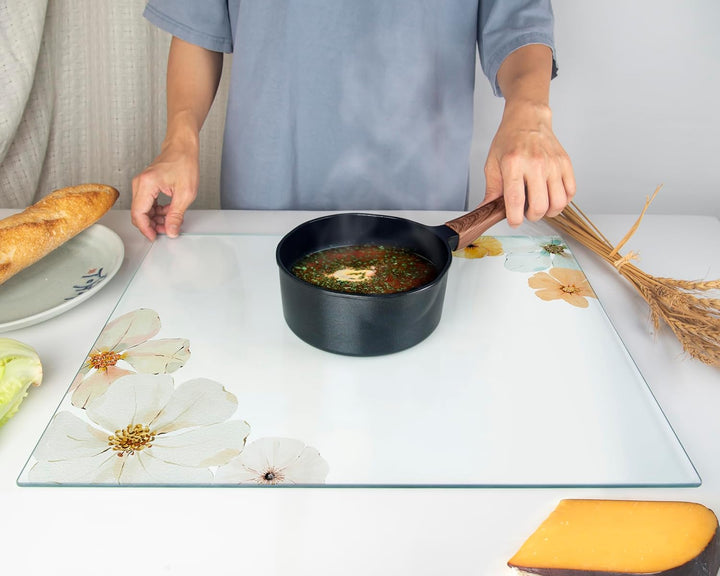 Kitchenville Glas-Schneidebrett, gross, 50 x 40 cm: Glas-Arbeitsplattenschutz für Küchen, langlebige