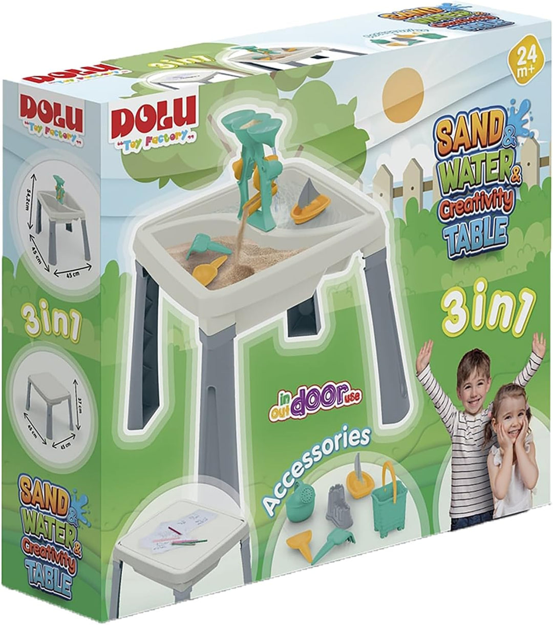 DOLU Wei�er und grauer Sand und Wasser 3-in-1-Kreativit�tstisch f�r Kinder ab 24 Monaten Gartenspiel