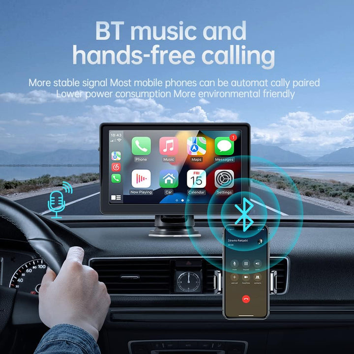 WEPARTICULAR Kabelloser Apple Carplayer Android Auto Monitor, 7-Zoll-Full-HD-Touchscreen, tragbarer