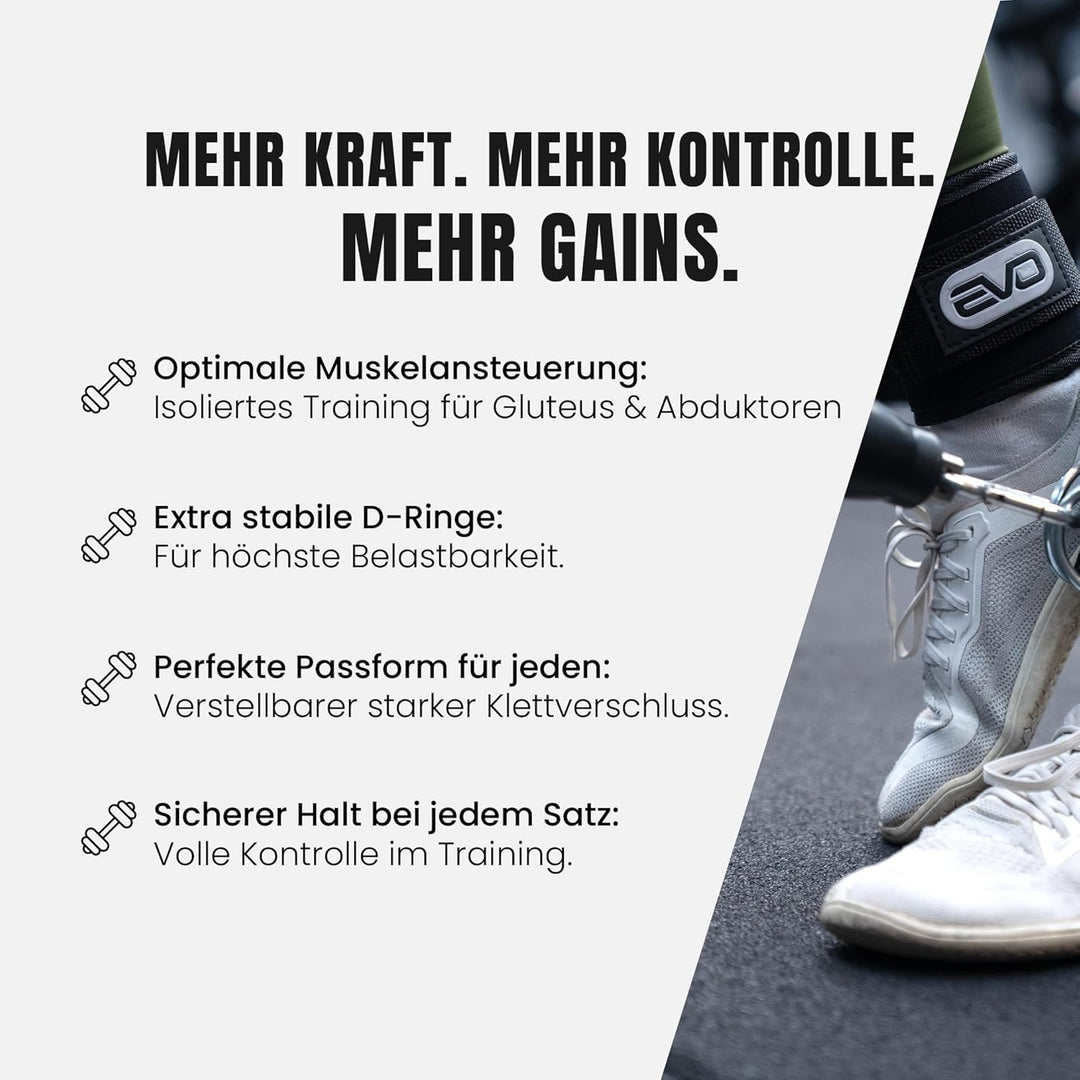Fussschlaufen Kabelzug mit Verstellbaren Fussmanschetten und Doppelten D-Ringen | Gym Ankle Straps f