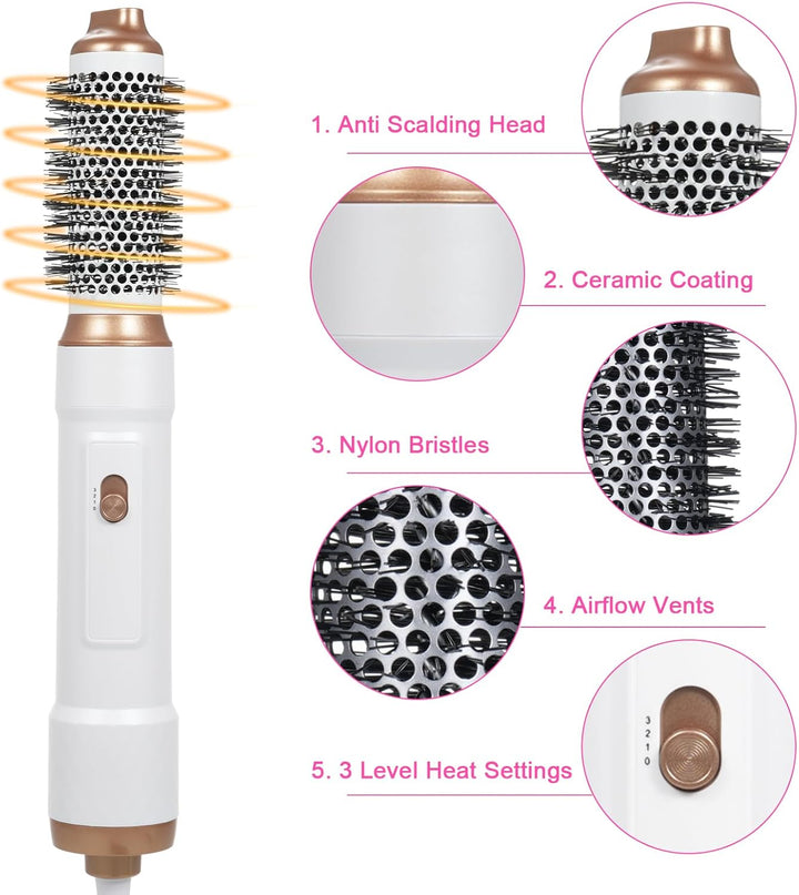Airstyler Set, 5 in 1 Warmluftbürste Set Stylingbürsten mit Haartrockner Rundbürstenföhn Airflow Mul