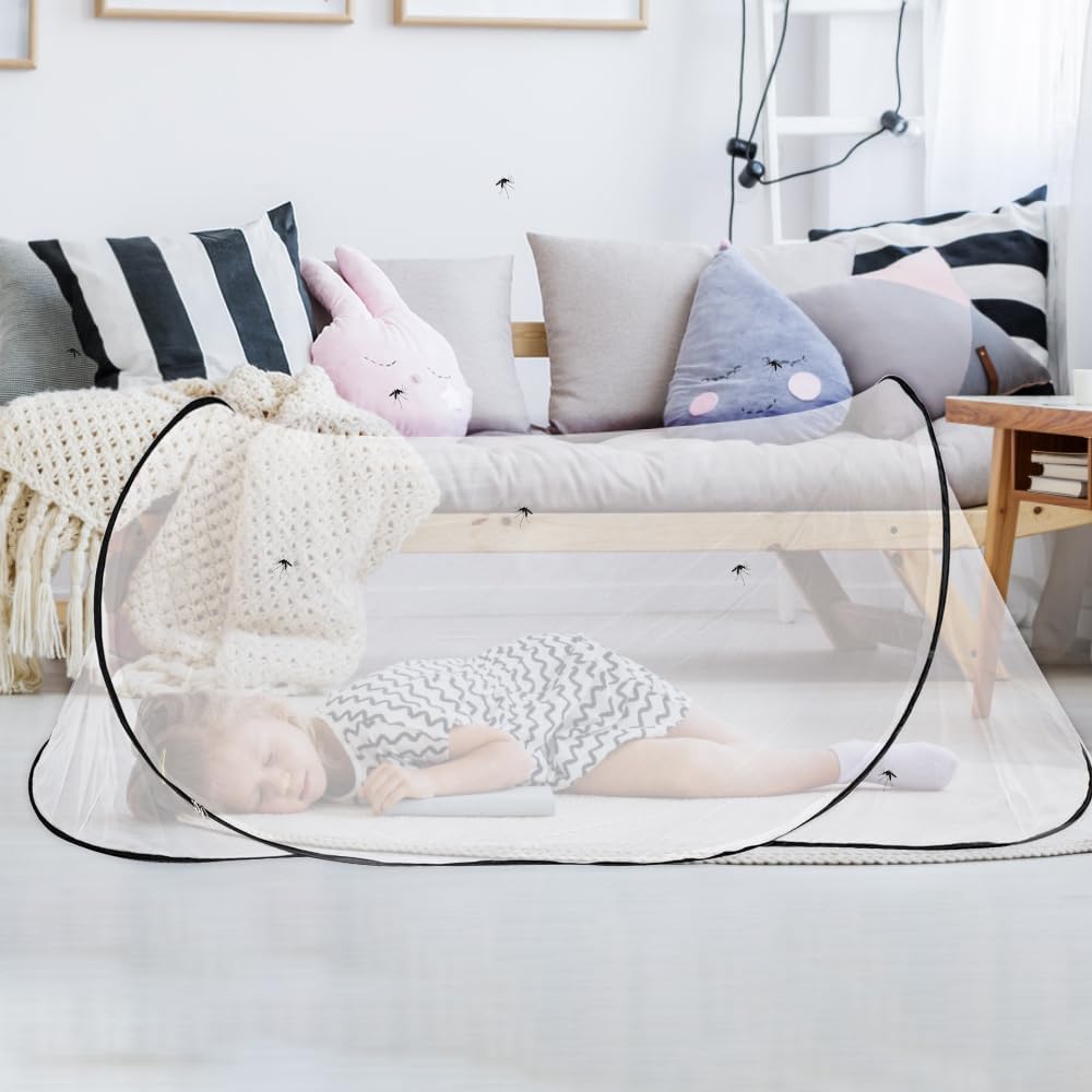 mizikuu Moskitonetz Pop Up, Faltbares Mückennetz 200 x 80 x 60 cm Einstellbare Grösse Moskitonetz Re