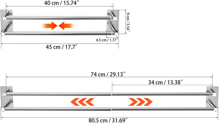 Raoot Handtuchhalter ohne Bohren erforderlich Badezimmer-Handtuchstange 40-74 cm einziehbare Selbstk