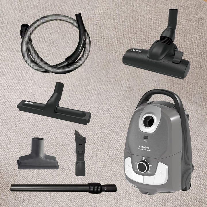 Akitas C11 900W Staubsauger mit Beutel – 7 m Netzkabel & 10 m Arbeitsradius, 70 dB leiser Betrieb, i