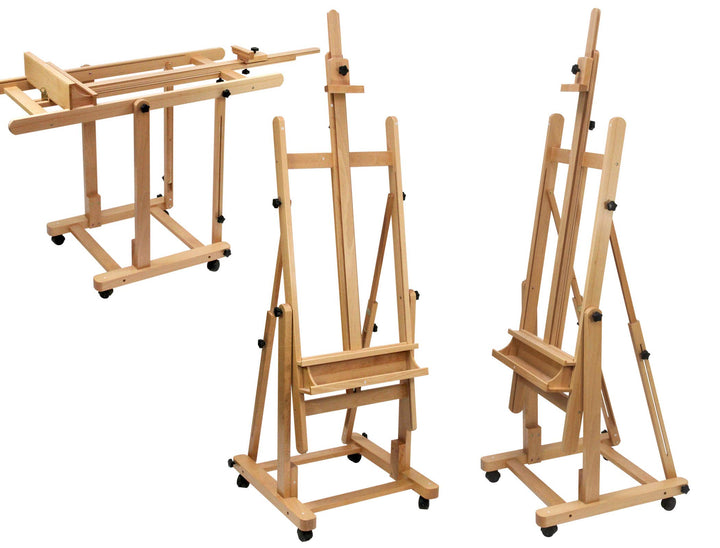 Profi-Staffelei Modell 120 aus massiver Buche FSC®, senkrecht und waagerecht malen, feststellbare Ro