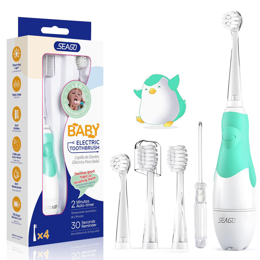 Seago SG-513 Elektrische Zahnbürste Kinder Baby Kinderzahnbürste Elektrisch ab 0-3 Jahre mit LED Lic
