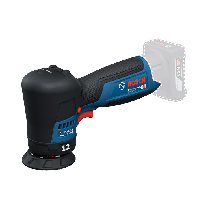 Bosch Professional 12V System Akku-Polierer GPX 12V-77 (inkl. montiertem 77 mm Klett-Stützteller, 77