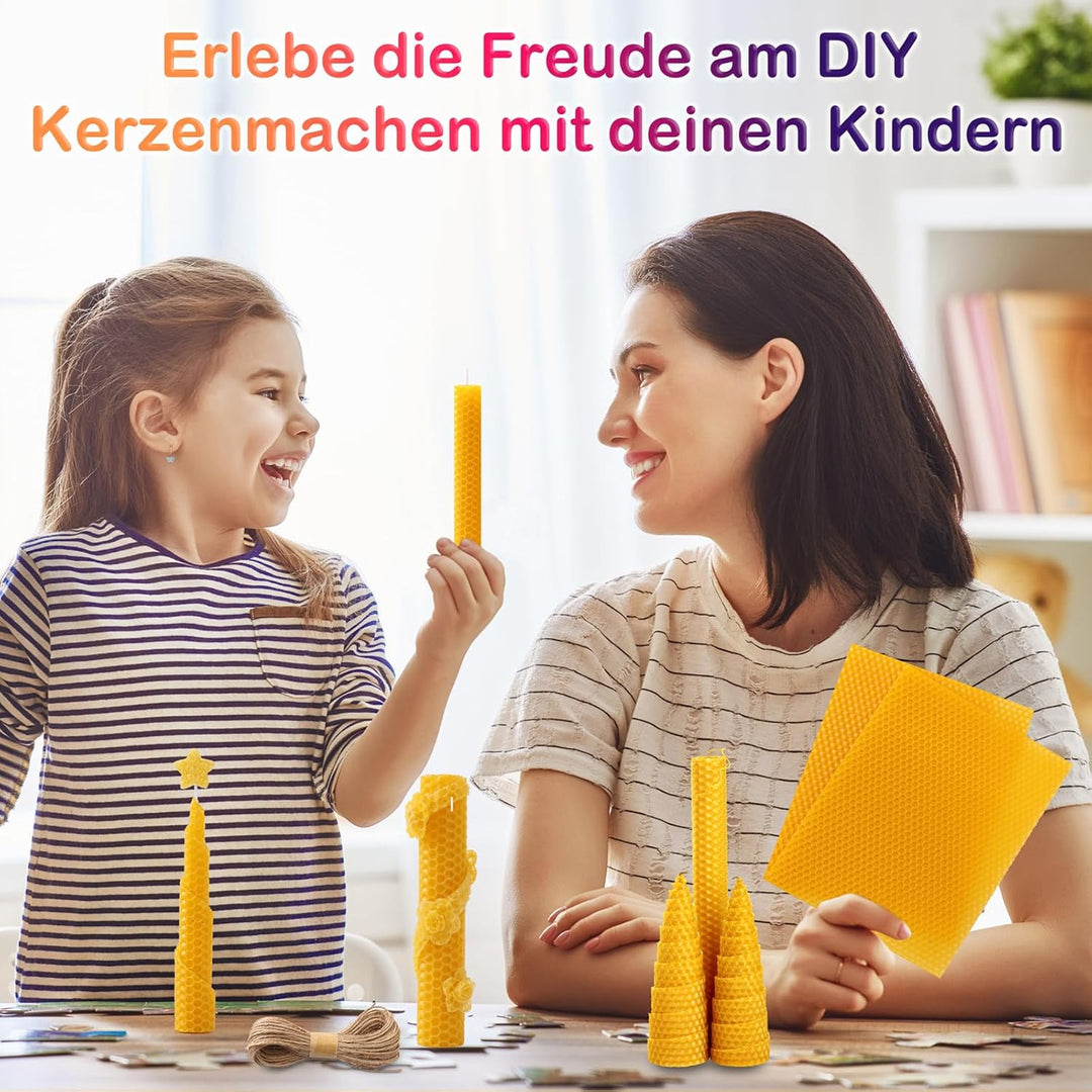 Yannige Bienenwachsplatten für Kerzen,Bienenwachskerzen Selber Machen Set,100% Reines Bienenwachs,12