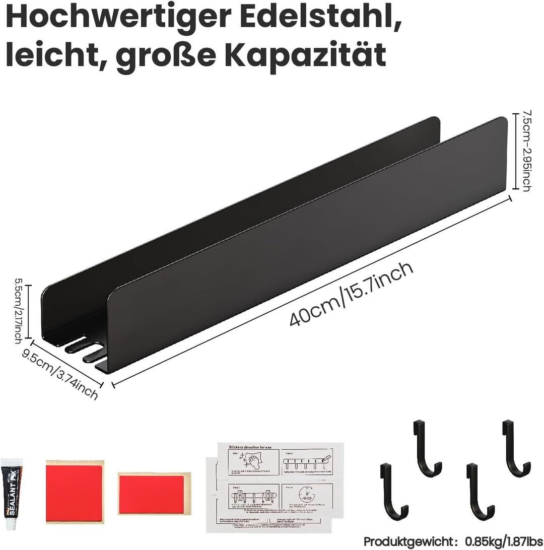 REKITA Duschablage ohne Bohren, Badezimmer Organizer 40 cm, Duschablage Edelstahl mit 4 Abnehmbaren