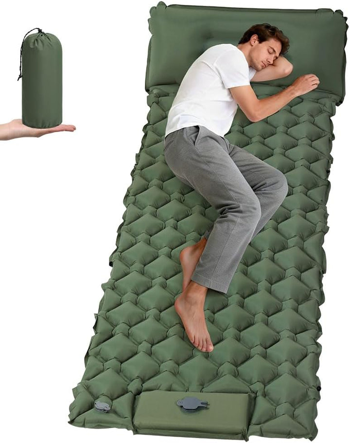 AUYAO Selbstaufblasend Camping Isomatte Schlafmatte, Ultraleichte Luftmatratze mit Fusspumpe, 190 x