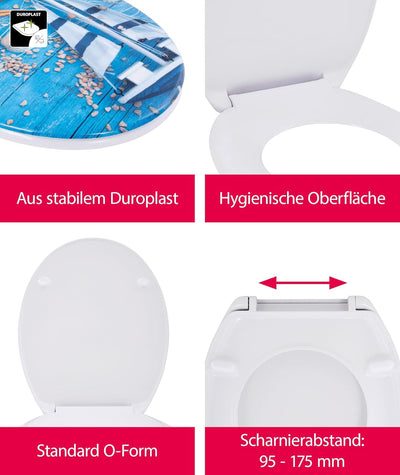 'aquaSu® Basic, WC-Sitz mit Motiv, Duroplast Toilettendeckel mit Absenkautomatik, Belastbar bis 200