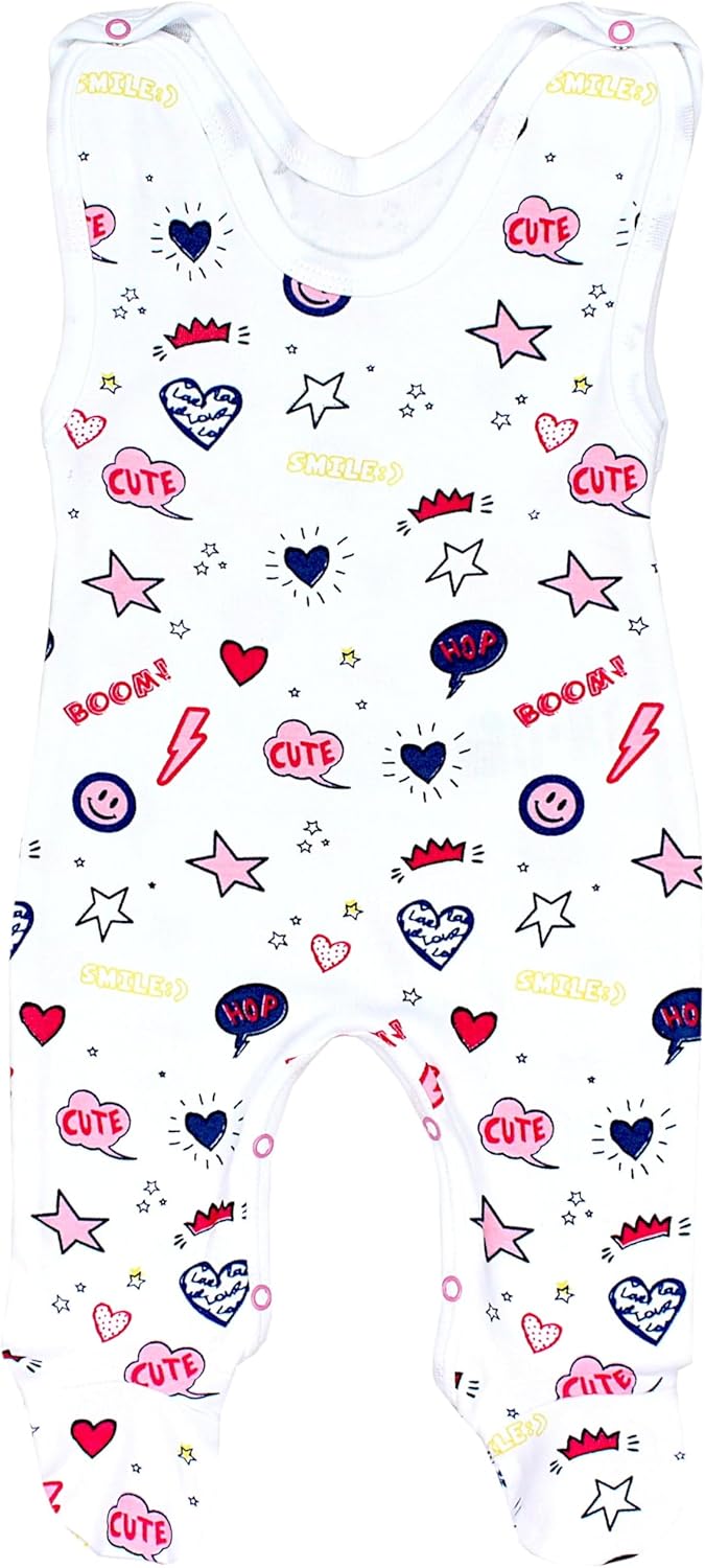 TupTam Baby Unisex Strampler mit Aufdruck Spruch 5er Pack 56 Eule Comic Safaritiere Rosa, 56 Eule Co