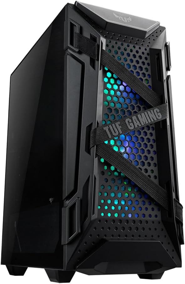 ASUS TUF Gaming GT301 kompaktes PC Gehäuse (Mid-Tower, Seitenwand aus Glas, 120mm Aura-RGB-Lüfter, A