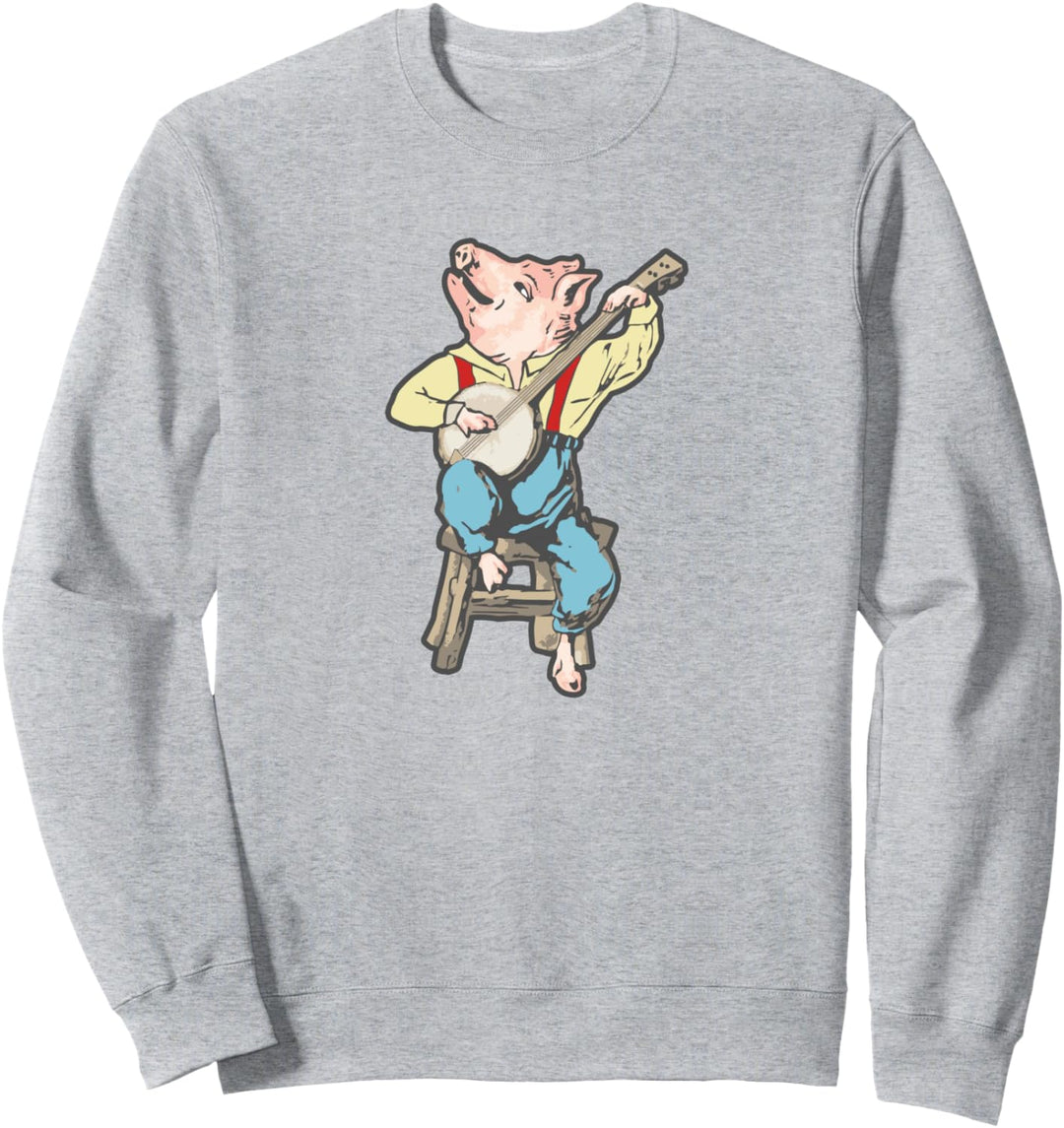 Banjo Picking Pig! Funny Vintage Music Graphic Sweatshirt
