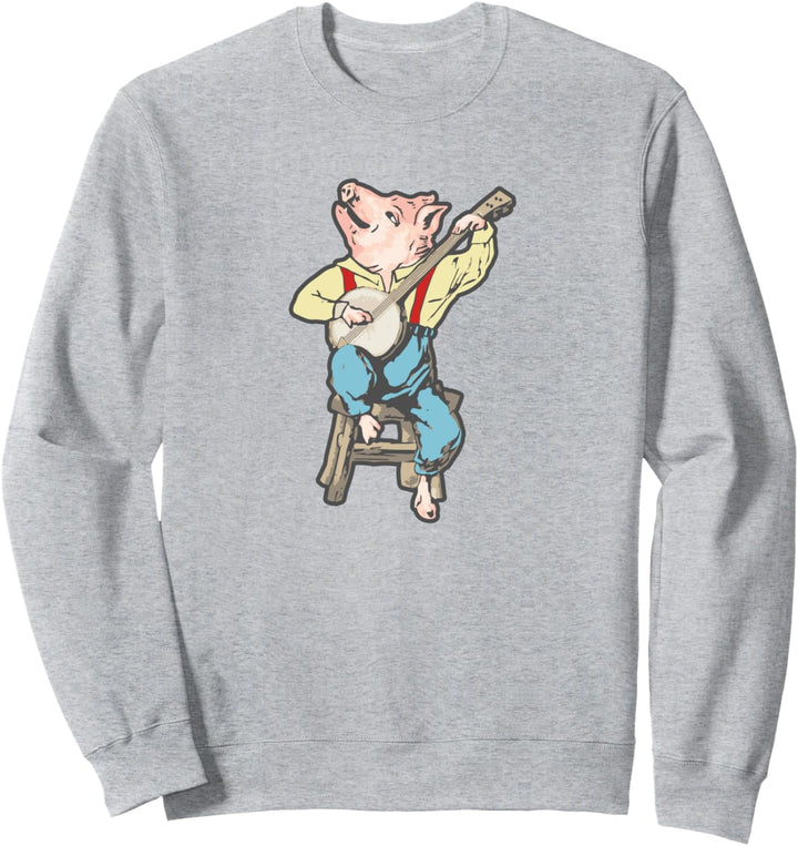 Banjo Picking Pig! Funny Vintage Music Graphic Sweatshirt
