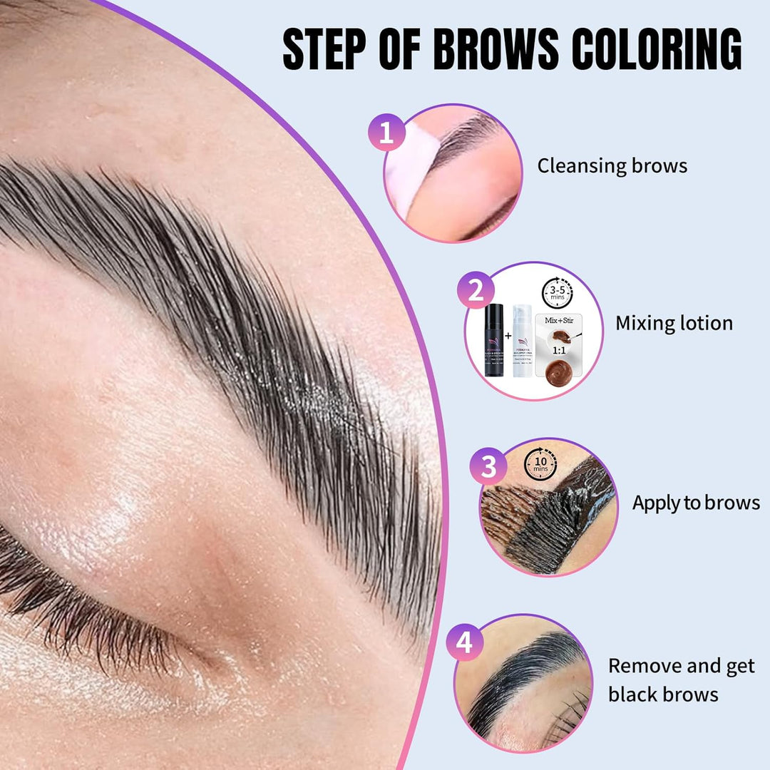 PERMANIA Augenbrauen und Wimpernfarbe Set, 2 In 1 Wimpern Färben Schwarz Set, Farbe Bis zu 4 Wochen,